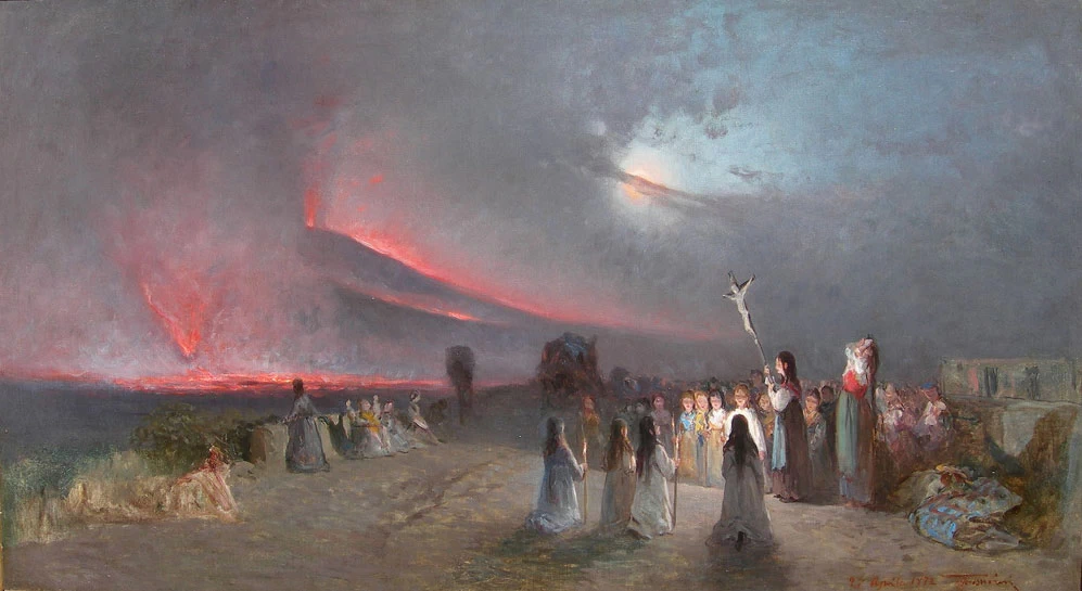La pioggia di cenere durante l'eruzione del Vesuvio del 27 aprile 1872